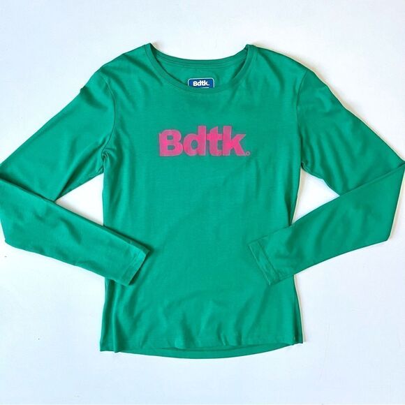 Bdtk. Green Pink Long Sleeve Graphic Logo Tee Small - Picture 1 of 4